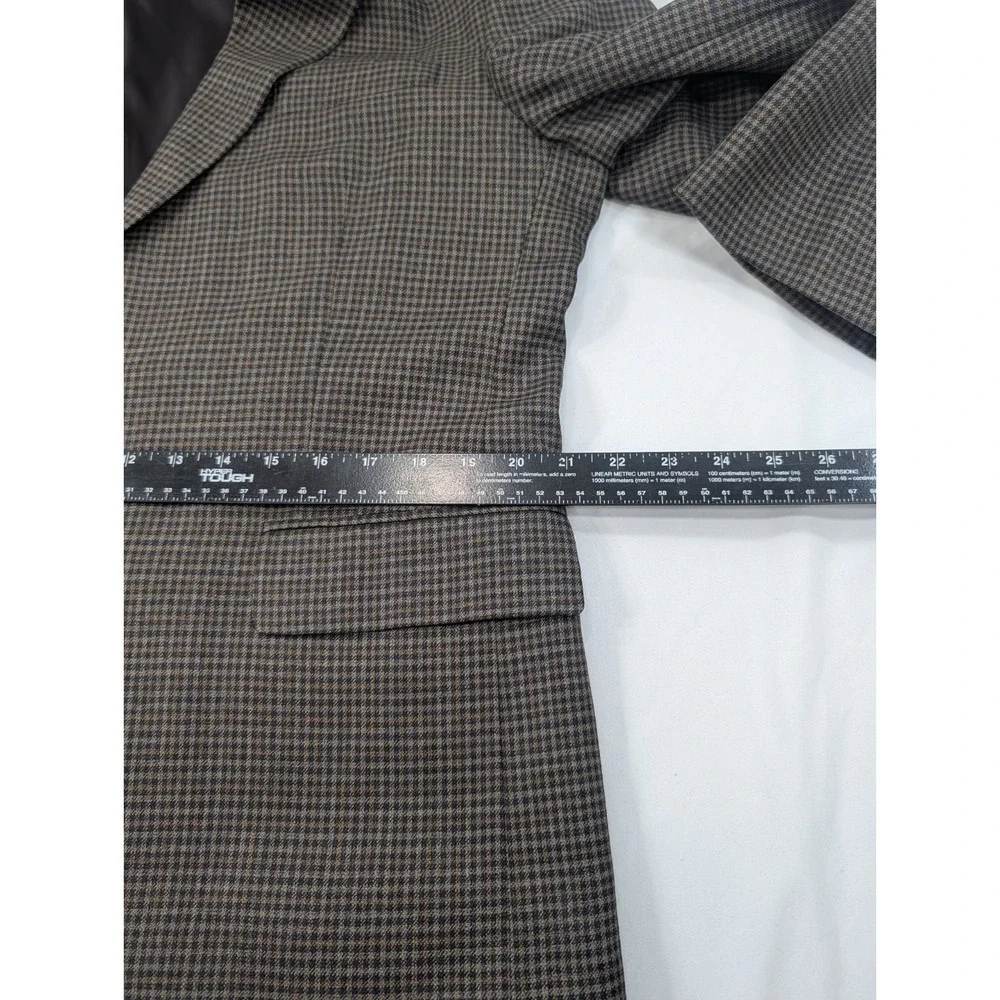 Jos. A Bank Blazer Sport Jacket 100% Wool Gray Gingham Plaid 42S 44